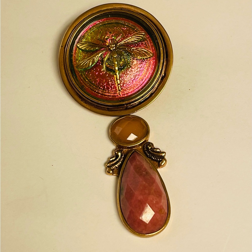 Vintage Amy Khan Russel Bronze, Gemstone Pin Enhancer .